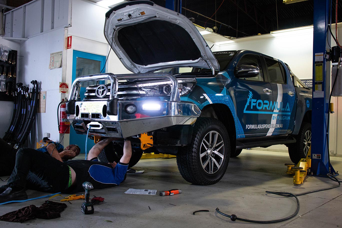 East Coast Bullbar Fulcrum Suspensions East Coast Bullbar being installed at Fulcrum Suspensions Stafford